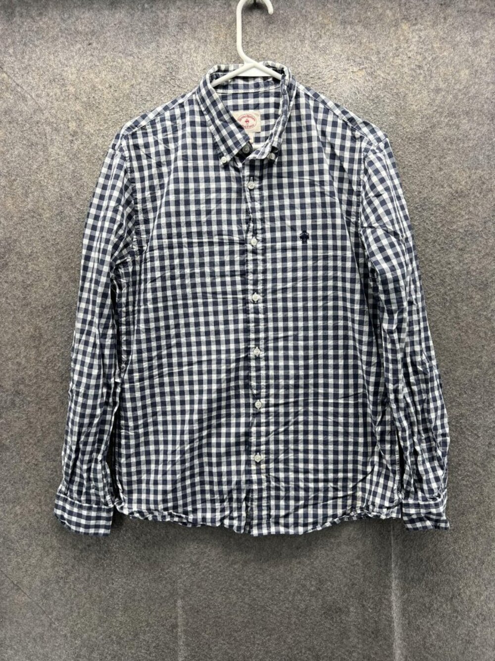 Brooks Brothers Red Fleece Shirt Men Medium Blue Check Long Sleeve Button Down